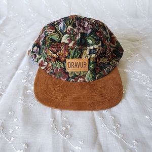Suede 5 panel camper hat colorful floral brocade tapestry